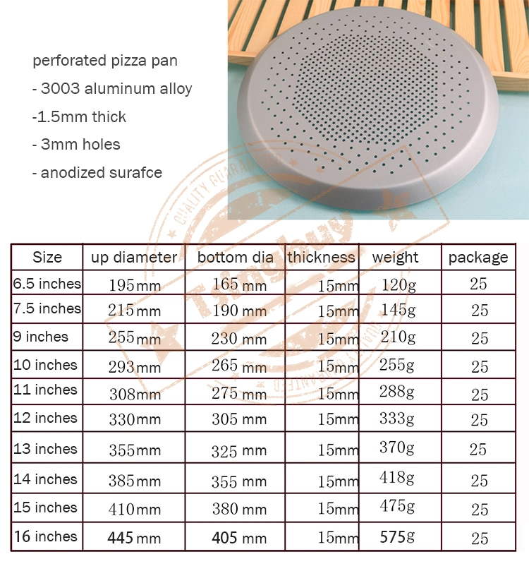 6 to 16 Inch Bakery Restaurant Perforated Aluminium Shallow Round Pizza Tray Pan Pie Pastry Food Baking Pan