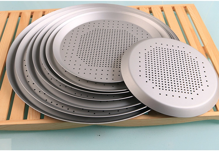 6 to 16 Inch Bakery Restaurant Perforated Aluminium Shallow Round Pizza Tray Pan Pie Pastry Food Baking Pan